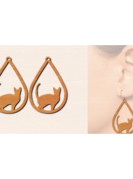 Σετ των 3 Intra απο ξύλο plywood 3mm-4mm πάχος Ξύλινα σκουλαρίκια γάτας με Δίασταση 3x3 cm INTRAFABR-100199117