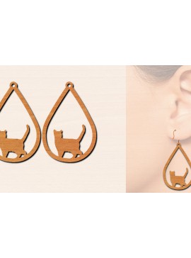 Σετ των 3 Intra απο ξύλο plywood 3mm-4mm πάχος Ξύλινα σκουλαρίκια γάτας με Δίασταση 3x3 cm INTRAFABR-100199158