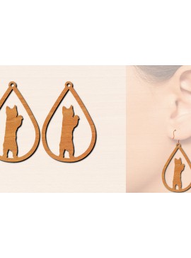 Σετ των 3 Intra απο ξύλο plywood 3mm-4mm πάχος Ξύλινα σκουλαρίκια γάτας με Δίασταση 3x3 cm INTRAFABR-100199222