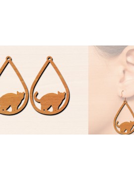 Σετ των 3 Intra απο ξύλο plywood 3mm-4mm πάχος Ξύλινα σκουλαρίκια γάτας με Δίασταση 3x3 cm INTRAFABR-100199322