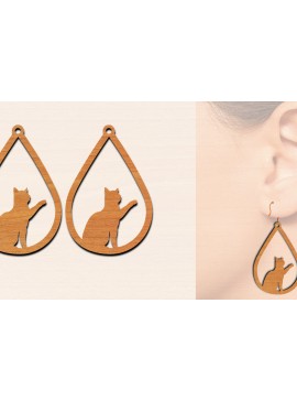 Σετ των 3 Intra απο ξύλο plywood 3mm-4mm πάχος Ξύλινα σκουλαρίκια γάτας με Δίασταση 3x3 cm INTRAFABR-100199425