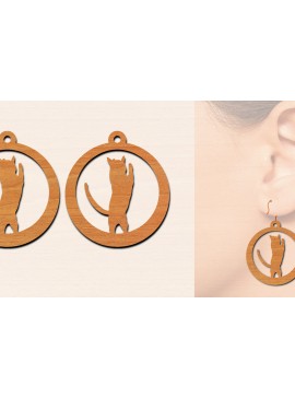 Σετ των 3 Intra απο ξύλο plywood 3mm-4mm πάχος Ξύλινα σκουλαρίκια γάτας με Δίασταση 3x3 cm INTRAFABR-100199908