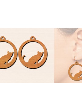 Σετ των 3 Intra απο ξύλο plywood 3mm-4mm πάχος Ξύλινα σκουλαρίκια γάτας με Δίασταση 3x3 cm INTRAFABR-100200410