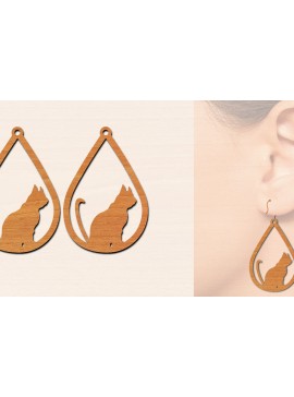 Σετ των 3 Intra απο ξύλο plywood 3mm-4mm πάχος Ξύλινα σκουλαρίκια γάτας με Δίασταση 3x3 cm INTRAFABR-100198620