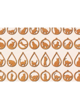 Σετ των 3 Intra απο ξύλο plywood 3mm-4mm πάχος Ξύλινα σκουλαρίκια γάτας Cut  Δίασταση 3x3 cm INTRAFABR-100304622