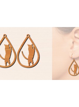 Σετ των 3 Intra απο ξύλο plywood 3mm-4mm πάχος Ξύλινα Σκουλαρίκια Cat Δίασταση 3x3 cm INTRAFABR-100198444