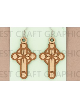 Σετ των 3 Intra απο ξύλο plywood 3mm-4mm πάχος Σκουλαρίκια Catholic Cross Cut  Δίασταση 3x3 cm INTRAFABR-124747896