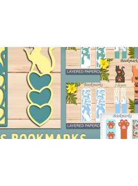 Σετ των 2 Intra απο ξύλο plywood 3mm-4mm πάχος Cats Bookmark , Layered Papercut Δίασταση 10x20 cm INTRAFABR-113194937