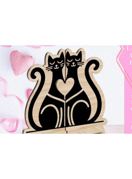 Σετ των 3 Intra απο ξύλο plywood 3mm-4mm πάχος Οι γάτες λατρεύουν το στολίδι του Αγίου Βαλεντίνου Κόψιμο με λέιζερ Δίασταση 3x3 cm INTRAFABR-113268096