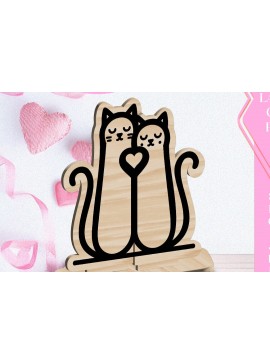 Σετ των 3 Intra απο ξύλο plywood 3mm-4mm πάχος Οι γάτες λατρεύουν το στολίδι του Αγίου Βαλεντίνου Κόψιμο με λέιζερ Δίασταση 3x3 cm INTRAFABR-113268228