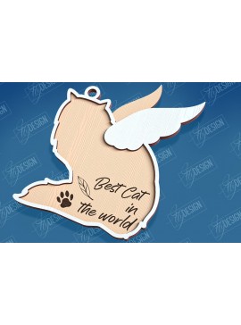 Σετ των 3 Intra απο ξύλο plywood 3mm-4mm πάχος Σχέδιο κοπής με λέιζερ αναμνηστικό στολίδι για γάτες Δίασταση 8x8 cm INTRAFABR-95715515