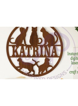 Σετ των 3 Intra απο ξύλο plywood 3mm-4mm πάχος Cats Name  Δίασταση 6x6 cm INTRAFABR-108738845