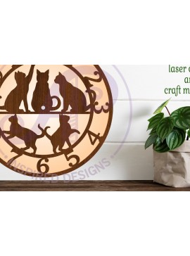 Σετ των 3 Intra απο ξύλο plywood 3mm-4mm πάχος Ρολόι τοίχου Cats  Cut , Δίασταση 8x8 cm INTRAFABR-107856033
