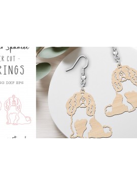 Σετ των 3 Intra απο ξύλο plywood 3mm-4mm πάχος Σκουλαρίκια Cavalier Spaniel Dog Cut  Δίασταση 1x1 cm INTRAFABR-119668337