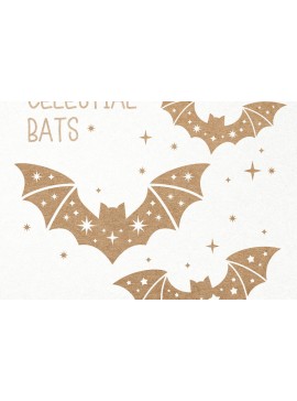 Σετ των 3 Intra απο ξύλο plywood 3mm-4mm πάχος Ουράνια Νυχτερίδα. Απόκριες Νυχτερίδες με αστέρια Δίασταση 7x7 cm INTRAFABR-106003958