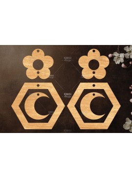 Σετ των 3 Intra απο ξύλο plywood 3mm-4mm πάχος Celestial Earrings Cut  Δίασταση 3x3 cm INTRAFABR-121280558