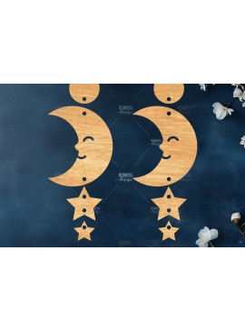 Σετ των 3 Intra απο ξύλο plywood 3mm-4mm πάχος Celestial Earrings Cut  Δίασταση 3x3 cm INTRAFABR-121280575