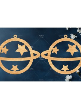 Σετ των 3 Intra απο ξύλο plywood 3mm-4mm πάχος Celestial Earrings Cut  Δίασταση 3x3 cm INTRAFABR-121280654