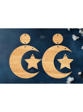 Σετ των 3 Intra απο ξύλο plywood 3mm-4mm πάχος Celestial Earrings Cut  Δίασταση 3x3 cm INTRAFABR-121183896