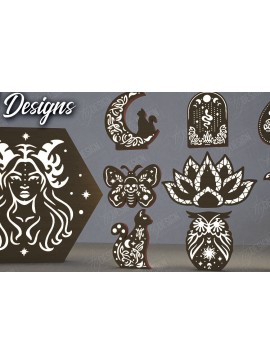 Σετ των 2 Intra απο ξύλο plywood 3mm-4mm πάχος Ουράνιο Φανάρι Δέσμη | Επιτραπέζιο Φωτιστικό Δίασταση 15x15 cm INTRAFABR-112898335