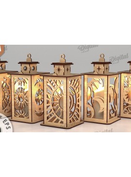 Σετ των 2 Intra απο ξύλο plywood 3mm-4mm πάχος κοπής με λέιζερ Celestial Lanterns Δίασταση 30x20 cm INTRAFABR-110847964