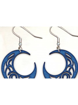 Σετ των 3 Intra απο ξύλο plywood 3mm-4mm πάχος Σκουλαρίκια Celestial Moon Μοντέρνα Δίασταση 4x4 cm INTRAFABR-123467917