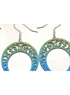 Σετ των 3 Intra απο ξύλο plywood 3mm-4mm πάχος Σκουλαρίκια Celestial Moon Μοντέρνα Δίασταση 4x4 cm INTRAFABR-122492187