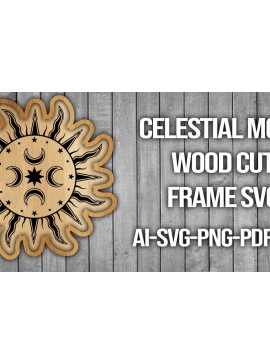 Σετ των 2 Intra απο ξύλο plywood 3mm-4mm πάχος Πλαίσιο κοπής ξύλου Celestial Moon Δίασταση 20x30 cm INTRAFABR-46087941