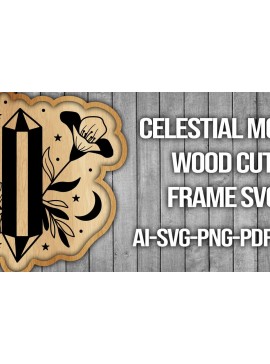 Σετ των 2 Intra απο ξύλο plywood 3mm-4mm πάχος Πλαίσιο κοπής ξύλου Celestial Moon Δίασταση 20x30 cm INTRAFABR-46087950