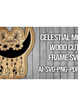 Intra απο ξύλο plywood 3mm-4mm πάχος Πλαίσιο κοπής ξύλου Celestial Moon Δίασταση 20x30 cm INTRAFABR-46088205