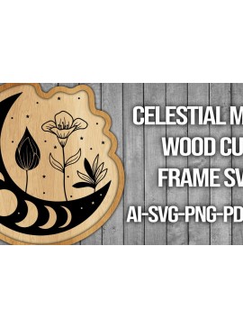 Σετ των 2 Intra απο ξύλο plywood 3mm-4mm πάχος Πλαίσιο κοπής ξύλου Celestial Moon Δίασταση 20x30 cm INTRAFABR-45741379