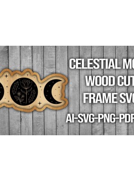 Σετ των 2 Intra απο ξύλο plywood 3mm-4mm πάχος Πλαίσιο κοπής ξύλου Celestial Moon Δίασταση 20x30 cm INTRAFABR-46088515