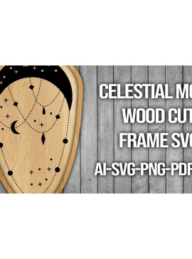 Σετ των 2 Intra απο ξύλο plywood 3mm-4mm πάχος Πλαίσιο κοπής ξύλου Celestial Moon Δίασταση 20x30 cm INTRAFABR-46088522