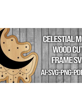Σετ των 2 Intra απο ξύλο plywood 3mm-4mm πάχος Πλαίσιο κοπής ξύλου Celestial Moon Δίασταση 20x30 cm INTRAFABR-45741389