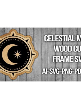 Σετ των 2 Intra απο ξύλο plywood 3mm-4mm πάχος Πλαίσιο κοπής ξύλου Celestial Moon Δίασταση 20x30 cm INTRAFABR-45742140