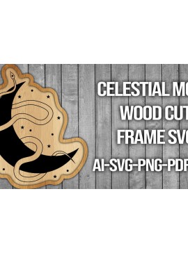 Σετ των 2 Intra απο ξύλο plywood 3mm-4mm πάχος Πλαίσιο κοπής ξύλου Celestial Moon Δίασταση 20x30 cm INTRAFABR-45742145