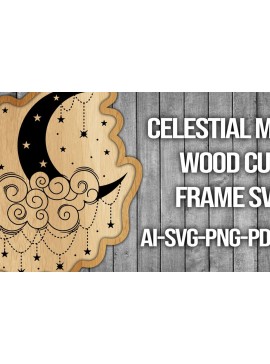 Σετ των 2 Intra απο ξύλο plywood 3mm-4mm πάχος Πλαίσιο κοπής ξύλου Celestial Moon Δίασταση 20x30 cm INTRAFABR-45741374