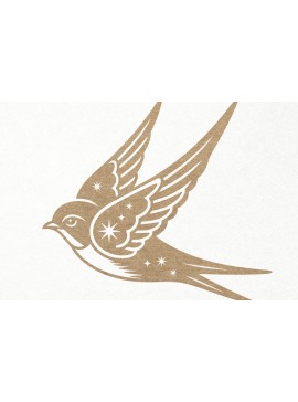 Σετ των 3 Intra απο ξύλο plywood 3mm-4mm πάχος Διακόσμηση τοίχου με λέιζερ Celestial Swallow Bird Δίασταση 7x7 cm INTRAFABR-121233245