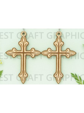 Σετ των 3 Intra απο ξύλο plywood 3mm-4mm πάχος Σκουλαρίκια Celtic Cross – Christian Δίασταση 3x3 cm INTRAFABR-124681782