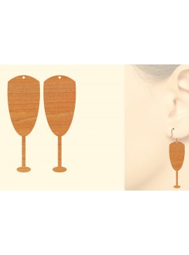 Σετ των 3 Intra απο ξύλο plywood 3mm-4mm πάχος Ξύλινα σκουλαρίκια από γυαλί σαμπάνιας κοπής με λέιζερ Δίασταση 3x3 cm INTRAFABR-87040735