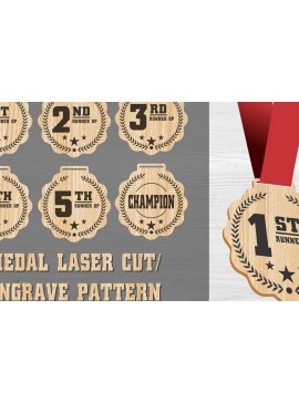 Σετ των 2 Intra απο ξύλο plywood 3mm-4mm πάχος χαρακτικής κοπής με λέιζερ Champion Medal Δίασταση 15x15 cm INTRAFABR-109853744