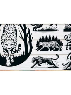 Σετ των 2 Intra απο ξύλο plywood 3mm-4mm πάχος Cheetah , Cheetah on the Hunt Δίασταση 10x20 cm INTRAFABR-123821305
