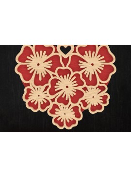 Σετ των 3 Intra απο ξύλο plywood 3mm-4mm πάχος Cherry Blossom Heart Valentine Δίασταση 8x8 cm INTRAFABR-113314683
