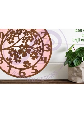 Σετ των 3 Intra απο ξύλο plywood 3mm-4mm πάχος κοπής με λέιζερ ρολόι τοίχου Cherry Blossom Δίασταση 8x8 cm INTRAFABR-96973150