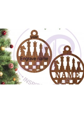 Σετ των 3 Intra απο ξύλο plywood 3mm-4mm πάχος Σκάκι Χριστουγεννιάτικο Στολίδι Δίασταση 3x3 cm INTRAFABR-107654382