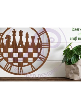 Σετ των 3 Intra απο ξύλο plywood 3mm-4mm πάχος κοπής με λέιζερ ρολόι τοίχου σκακιού, Δίασταση 8x8 cm INTRAFABR-93351481