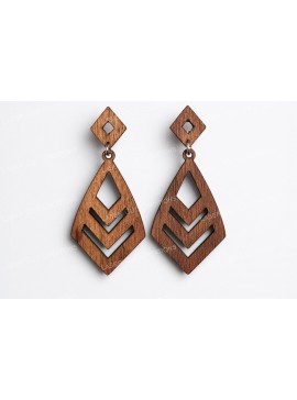 Σετ των 3 Intra απο ξύλο plywood 3mm-4mm πάχος Σκουλαρίκια με διαμάντια Chevron Δίασταση 3x3 cm INTRAFABR-124957641
