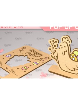 Σετ των 3 Intra απο ξύλο plywood 3mm-4mm πάχος Chick Πασχαλινή αναδυόμενη κάρτα με λέιζερ Δίασταση 15x15 cm INTRAFABR-90349210