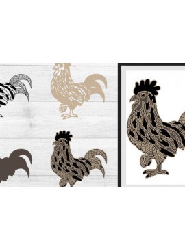 Σετ των 2 Intra απο ξύλο plywood 3mm-4mm πάχος Κοτόπουλο Δίασταση 30x20 cm INTRAFABR-30272515