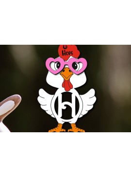 Σετ των 3 Intra απο ξύλο plywood 3mm-4mm πάχος Chicken Letter H Πασχαλινό Καλάθι Όνομα Δίασταση 8x8 cm INTRAFABR-113938740